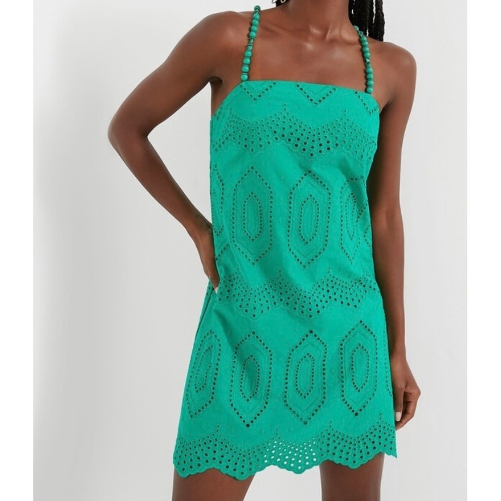 NEW Tuckernuck Green Eyelet Beaded Strap Mini Dress Women’s XXL Hyacinth House - Picture 2 of 10